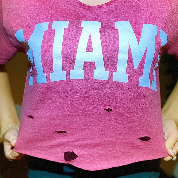 Miami University Red Crop Top with Cut Outs - Picture 3 of 7